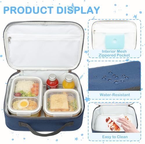 FlowFly Kids Lunch box Insulated Soft Bag Mini Cooler Back to School Thermal Meal Tote Kit for Girls, Boys,Cyan
