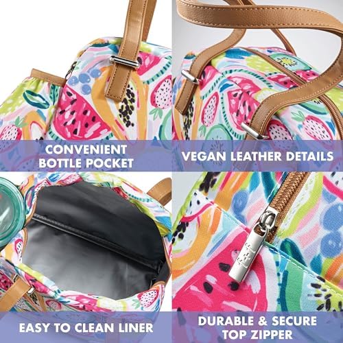 Fit & Fresh Lunch Bag For Women, Insulated Womens Lunch Bag For Work, Leakproof & Stain-Resistant Large Lunch Box For Women With Bottle Pocket, Long Straps, Zipper Closure Laketown Bag Fruit Tumbler