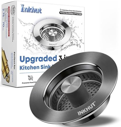 Upgraded 3 in 1 Kitchen Sink Drain Strainer (Dark Grey)