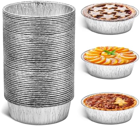 LEGLO Round Foil Cake Pans 50 Pack, 6 In Disposable Aluminum Baking Pans