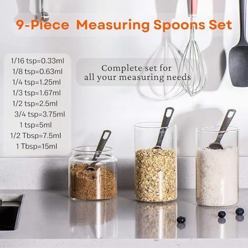 14PCS Measuring Spoons Set, 1 tbsp, 1/2 tbsp, and 1-1/16tsp Stainless Steel Measuring Spoons for Cooking Baking Spice Jars and Liquid Ingredients