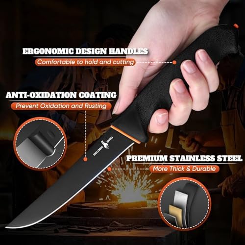 Golden Bird Butcher Knife Set - Non-slip Skinning Knife Set with Roll Bag