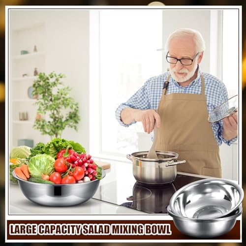 Nuogo 8 Pcs Stainless Steel Mixing Bowls Large for Salad, 16 Inch 13 Qt