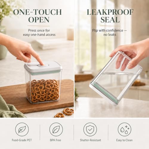6-Piece Airtight Food Storage Containers, Clear Stackable Pop Lid