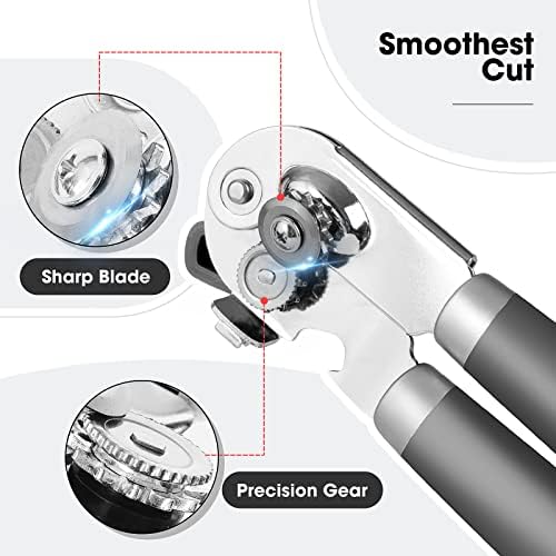Beneno Heavy Duty Hand Can Opener Manual with Magnet Lid Remover, Gray