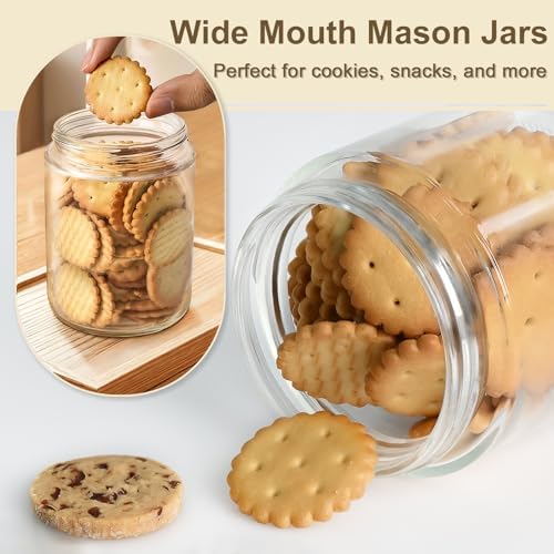 Overnight Oats Containers with Lids, 16oz Wide Mouth Mason Jars with Lids, 3 Pack Glass Jars with Airtight lid for Chia Pudding Yogurt Salad, Meal Prer Oatmeal Jars, Yellow