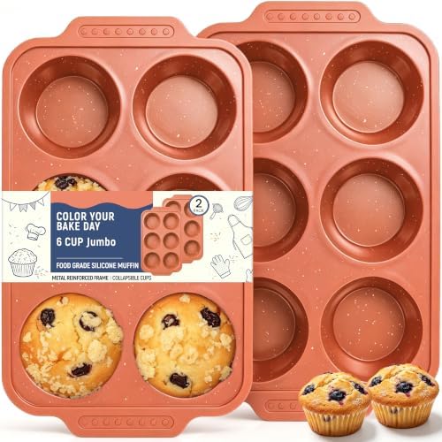 Silicone Muffin Pans for Baking with Metal Reinforced Frame