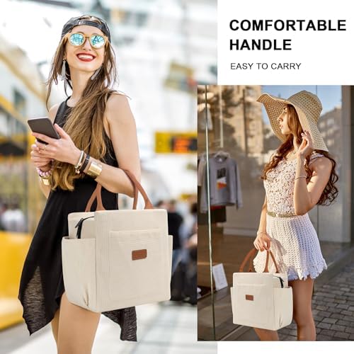 Joymee Lunch Bag Women Insulated Lunch Box- Corduroy Beige