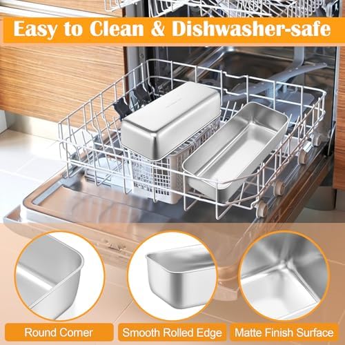 E-far Loaf Pan for Homemade Bread, 12” x 5” Stainless Steel Loaf Pans, 2PCS