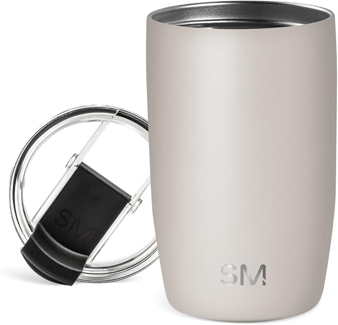 Simple Modern Voyager Tumbler with Flip Lid | Travel Coffee Mug | Insulated Stainless Steel Cold Brew Iced or Hot Coffee Cup | Gifts for Women Men Her Him | 12oz, Almond Birch