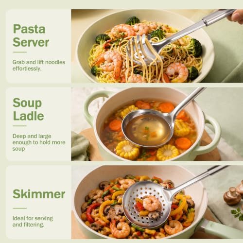 P&P CHEF Stainless Steel Cooking Utensils Set, 7 Pieces Kitchen Utensils