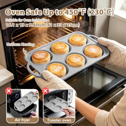 4 Inch Jumbo Silicone Muffin Top Pan with Frame Non Stick Egg Mold Baking