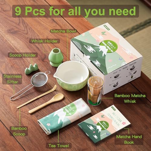 Matcha Whisk set, 9 pcs Handcrafted Matcha Set for Beginner