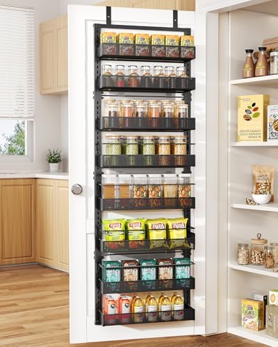 SNTD 8 Tiers Over the Door Organizer, 17" W x 6" D x 69" H, Black