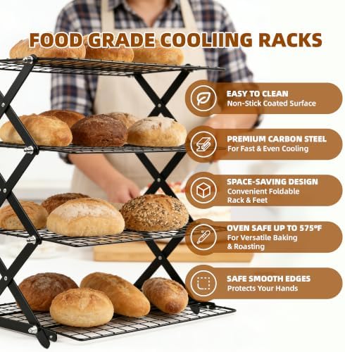 5 Tier Collapsible Cooling Rack Sourdough Cooling Rack 17"x10"