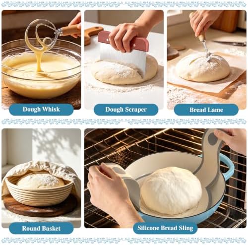 Umite Chef 6QT Enameled Cast Iron Dutch Oven Bread Baking Gift Set