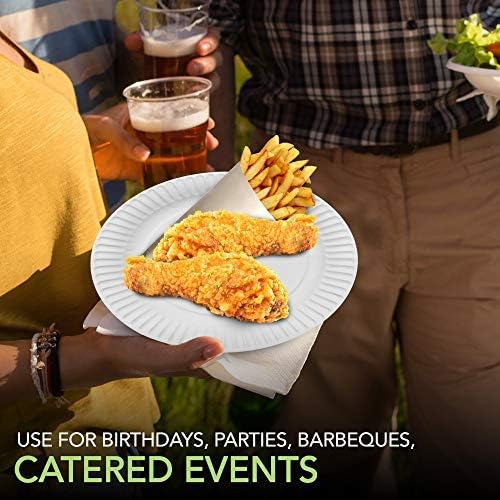 Stock Your Home 9-Inch Paper Plates Uncoated, Everyday Disposable Plates 9" Paper Plate Bulk, White, 200 Count