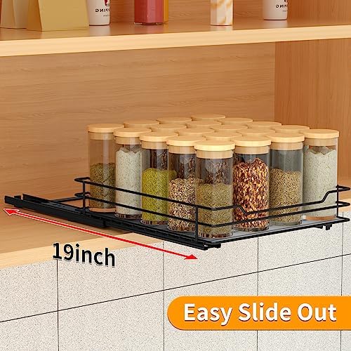 BOIVSHI Pull Out Spice Rack Organizer for Cabinet, Heavy Duty Slide Out Spice Rack Organizer for Kitchen Cabinets and Pantry, Fits Spices, Sauces, Canned Food (8.5''Wx10.5''Dx2.5''H)