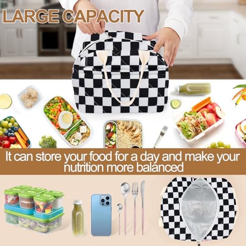 Cotton Quilted Insulated Lunch Bag, Reusable Quilted Floral Lunch Tote Bags