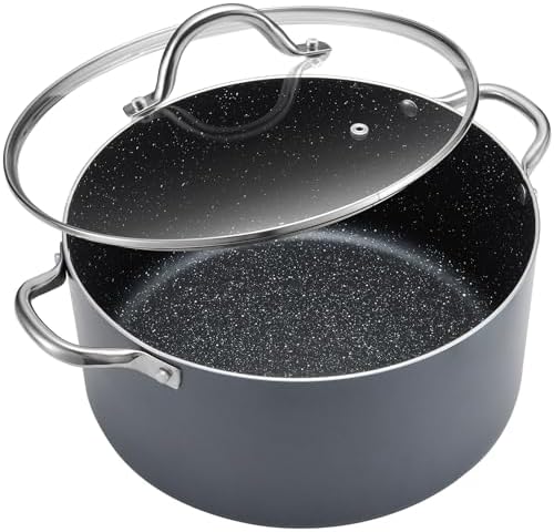 BEZIA 8 Quart Nonstick Stock Pot with Lid, Induction Compatible Cooking Pot