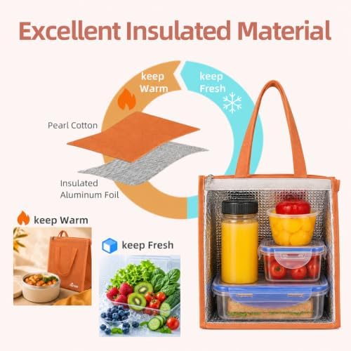 iknoe 9L Insulated Lunch Bag for Men & Women, Leak-Resistant Orange
