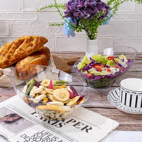 bUCLA 12 Pack Clear Plastic Serving Bowls - 20 OZ Angled Serving Bowls Disposable for Chip,Candy,Salad & Fruit - Ideal for Party & Wedding
