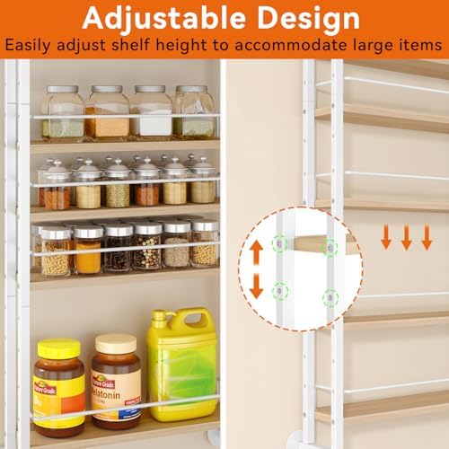 IBUYKE Over the Door Spice Organizer,Door or Wall Mount,Natural TLJ028R