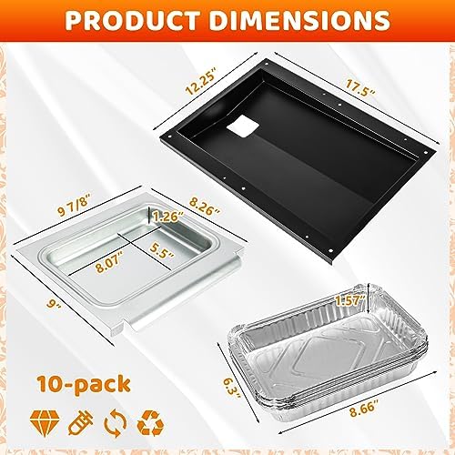 Uniflasy 69804 Grease Tray with 67047 Catch Pan for Weber Spirit 300 Series Gas Grills,Spirit E310 E320 E330 S310 S320 S330 Grills,Drip Tray with 10 Pack Aluminum Foil Liner,Replace Weber 69804 67047
