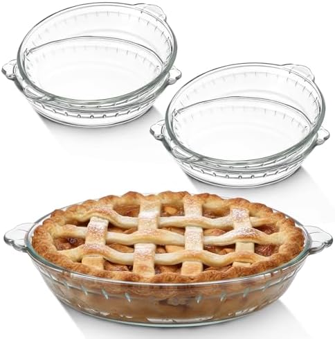 Uiifan 4 Pcs Mini Glass Pie Pan 8 Inches, Clear Baking Dish with Handles