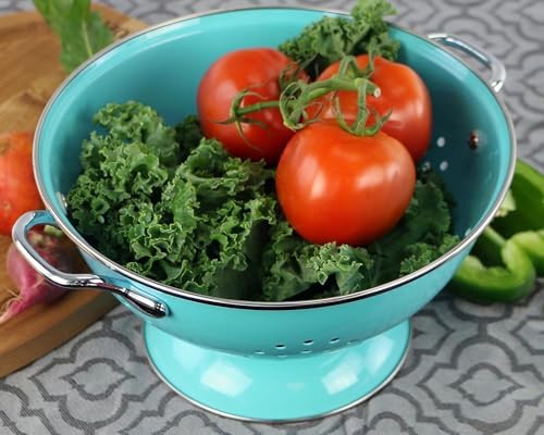 Calypso Basics by Reston Lloyd Powder Coated Enameled Colander, 5 Quart, Turquoise