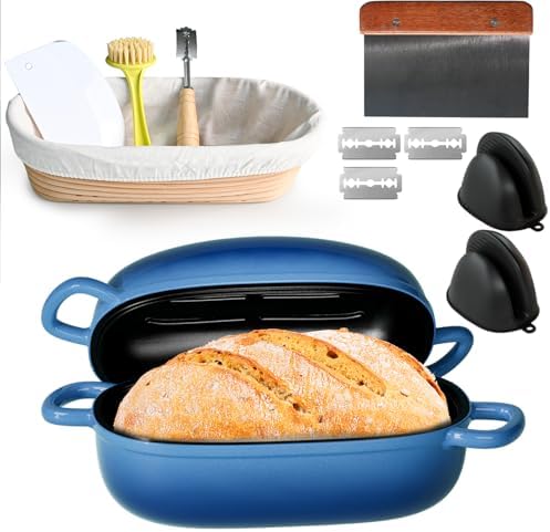 Dutch Oven 9x6 Inch,2.5QT Cast Iron Bread Pans Kit for Bread Baking