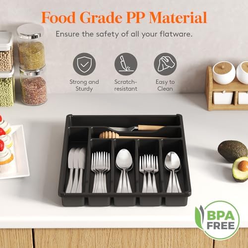 Lifewit Silverware Drawer Organizer Tray, Cutlery Storage for Kitchen