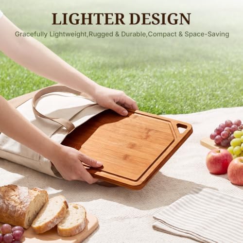 GASHELL Bamboo Cutting Board Set with Beeswax Coating for Kitchen(M+L)