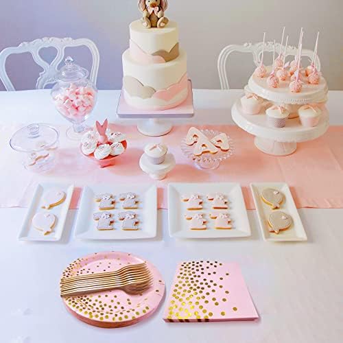 Pink and Gold Paper Plates and Napkins Party Supplies Serves 35 Guests