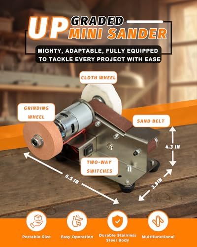 Mini Belt Sander, Electric Small Sander Knife Sharpener, 6.7"x6.9"x4.9"