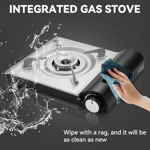 Detachable Grill Pan & Butane Stove Combo with Safety Auto-Eject | Portable Suitcase Design for Camping, Tailgating, Picnics, Indoor/Outdoor Cooking & Hot Pot