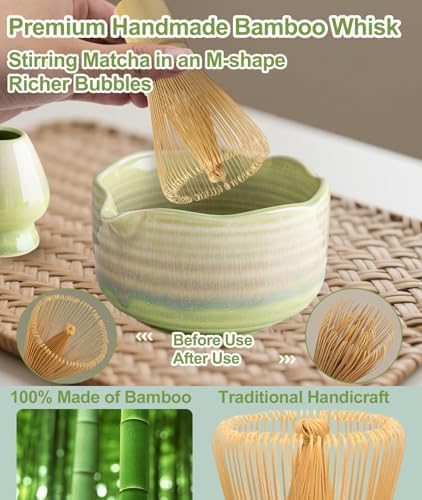 JBER Matcha Set, 7PCS Ceramic Matcha Whisk Set for Matcha Lovers Ceremony