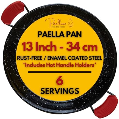Paelluxe Paella Pan Enameled No-Rust Steel Skillet - 13 Inch, 6 Servings