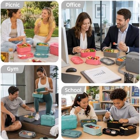 Bento Box adults Lunch Box Containers for Men with Lunch Bags Leak Proof