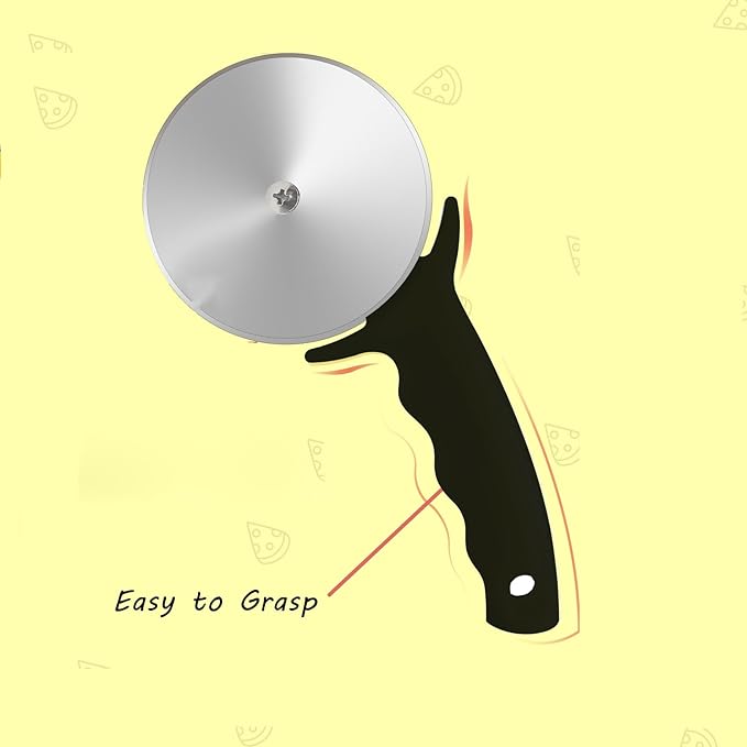 3" Pizza Cutter Wheel, Stainless Steel Pizza Cutter with Cover, Super Sharp Pizza Slicer-Dishwasher safe,Smooth Rotating Pizza Wheel Safe with Ergonomic Handle-Black