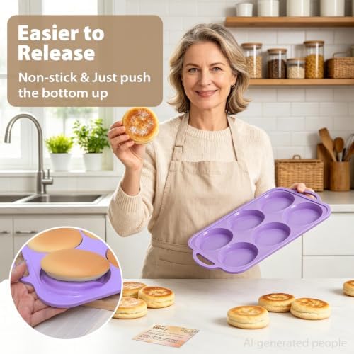 4 Inch Jumbo Silicone Muffin Top Pan with Frame Non Stick Egg Mold Baking
