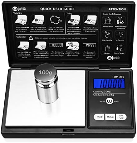 Digital Pocket Gram Scale 200g x 0.01g High Precision with 100g Calibration