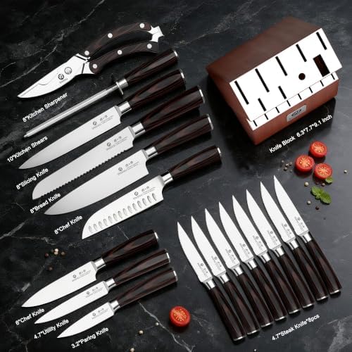 imarku 18-Piece Japanese 10Cr15Co mov High-Carbon Stainless Steel Knife Set