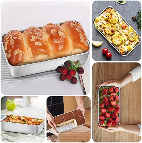 LIANYU Stainless Steel Loaf Pan 9” x 5”, Heavy Duty Bread Pan for Baking