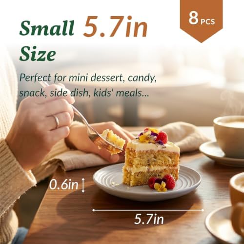 Homienly Wheat Straw Mini Plates | For Dessert, Appetizer, Breakfast & Snacks | Long-lasting Plastic Plates & Salad Plates Collection -8-Pack Small Plate Set -Island Series