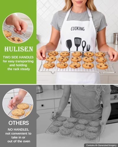 HULISEN 304 Stainless Steel Cooling Rack with Handles, 4-Pack, 16 x 10 Inch