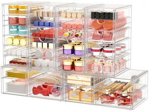 caktraie 30-Drawer Acrylic Storage & Makeup Organizer for Desk