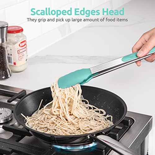 U-Taste Kitchen Tong for Cooking, 480ºF Heat-Resistant Tps, 12in/Aqua Sky