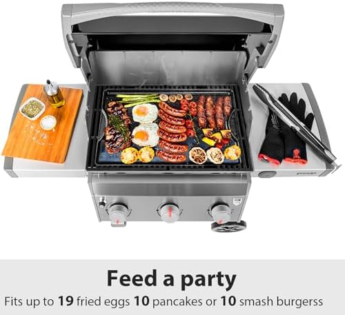 Utheer 19.5x10.5 Reversible Cast Iron Griddle for Stovetop Gas Grill