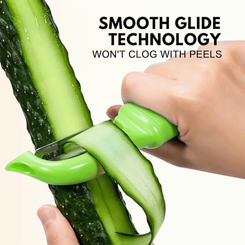Rainspire Vegetable Peeler Potato Peelers for Kitchen, Sharp Stainless Steel Blades Veggie, Comfortable Handle Fruit Peeler, Carrot Peeler Apple Peeler Dishwasher Safe (2, Green)